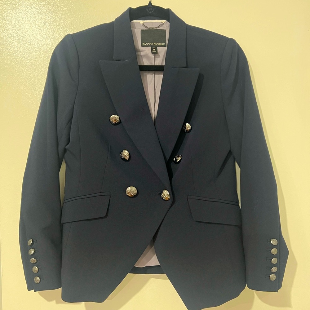 Banana Republic Navy Double Breasted Blazer